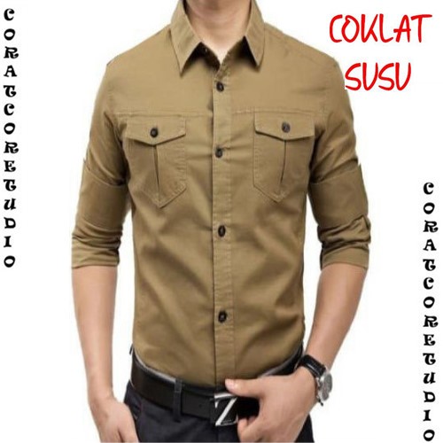 CHAMELEON SURABAYA MALANG GRESIK SIDOARJO JAWA TIMUR SBY Kemeja Cowok Hem Pria Long Shirt Basic Plai