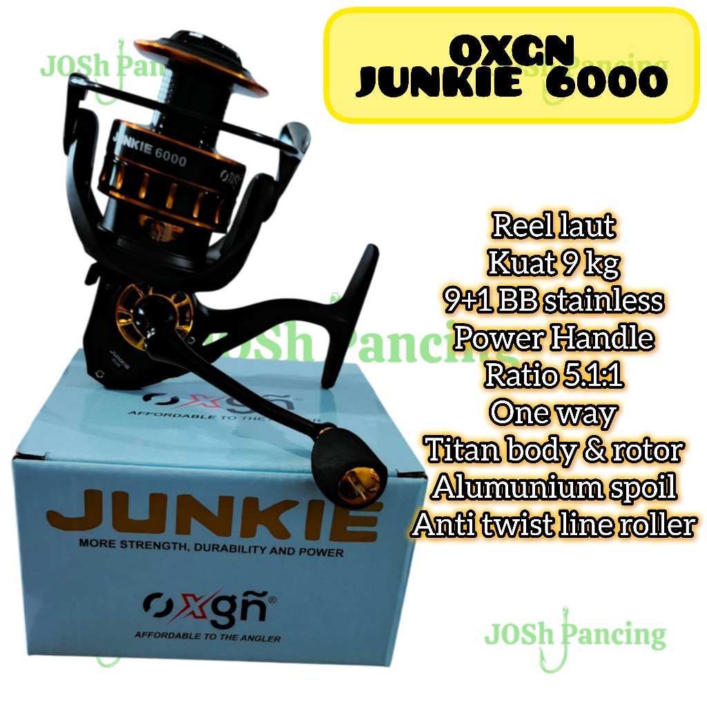 OXGN JUNKIE 6000 reel pancing laut power handle kuat 10BB