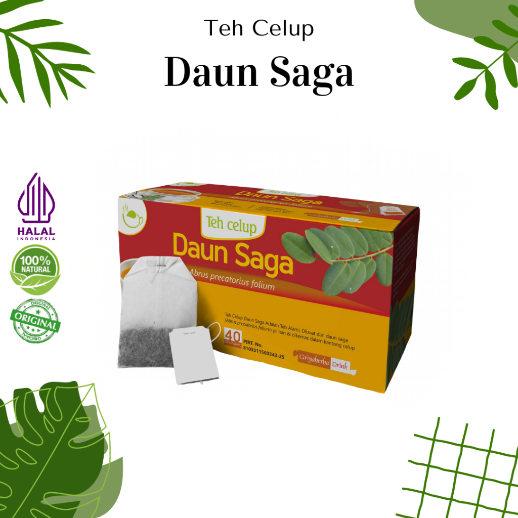 

Teh Herbal Daun Saga Teh celup Membantu meredakan panas dalam batuk diabetes halal BPOM