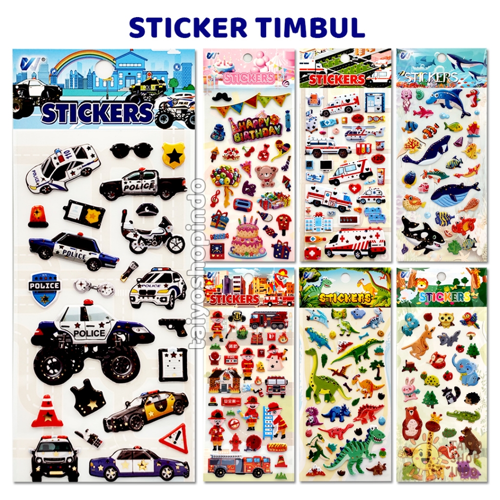

TAIYO Sticker Timbul Motif Kartun Animal Transport Stiker 3D Tempel Lucu Dekorasi Souvenir Mainan Anak-RANDOM
