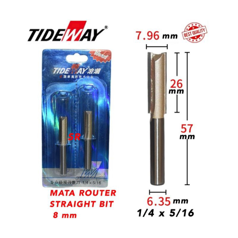 Mata Router/ Profil Lurus 8 mm/ Straight Bits TIDEWAY