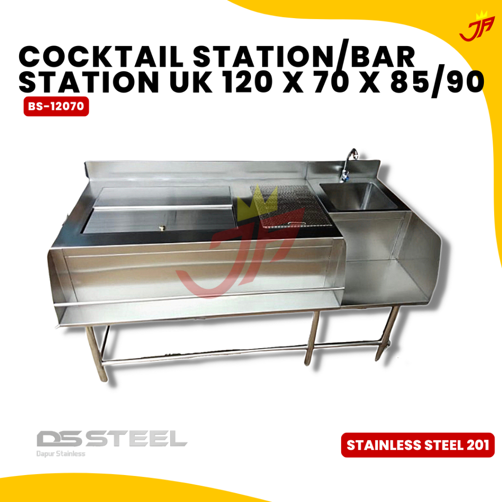 DS STEEL Cocktail Station / Bar Station Stainless steel Uk 120 x 70 x 85/90