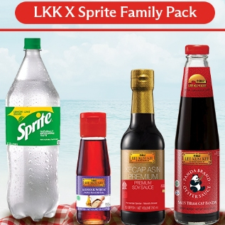 

LKK x Sprite Family Pack (Sprite Lemon Lime Minuman Soda - Botol 1L + LEE KUM KEE Oyster Sauce Saus Tiram Panda 510 gr + LEE KUM KEE Premium Soy Sauce 250 ml + LEE KUM KEE Pure Minyak Wijen Sesame Oil 115 ml)
