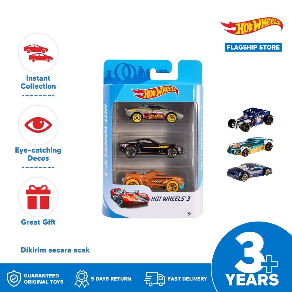 Hot Wheels 3-Car Pack - Mainan Mobil Balap