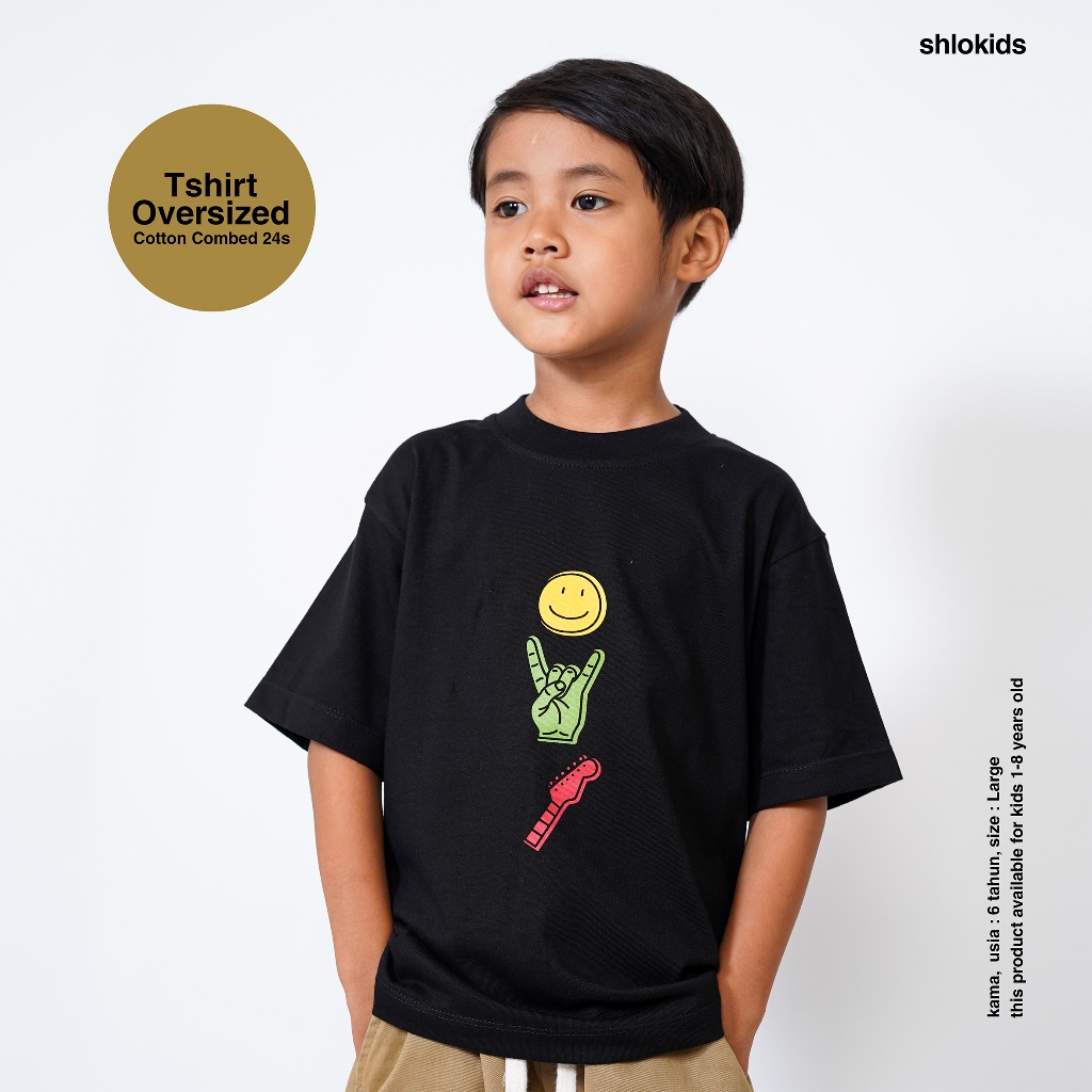 SHLO KIDS - Baju Kaos Anak Oversize - Smile Metal Head