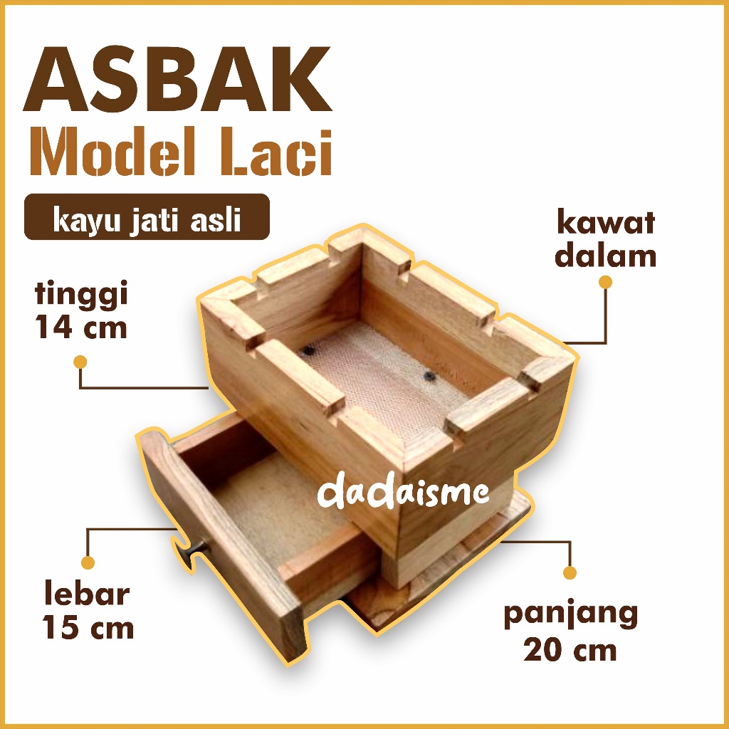 Asbak Kayu Fitur Laci Unik Ukuran Jumbo Desain Minimalis Bahan Kayu Jati Jawa - dadaisme -
