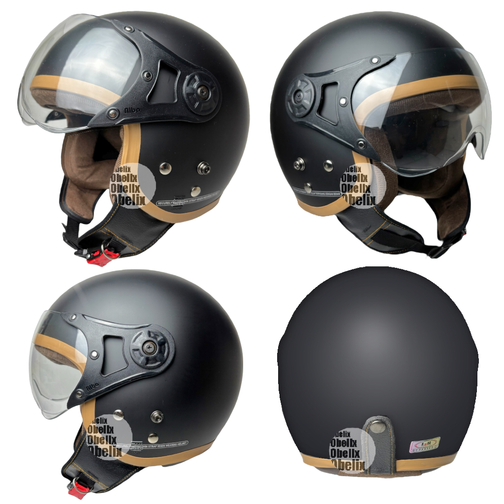 Helm Hijab LYR Helm Retro Hijab Dewasa SNI Helm Hijab Anti Pusing Busa Coklat List Coklat