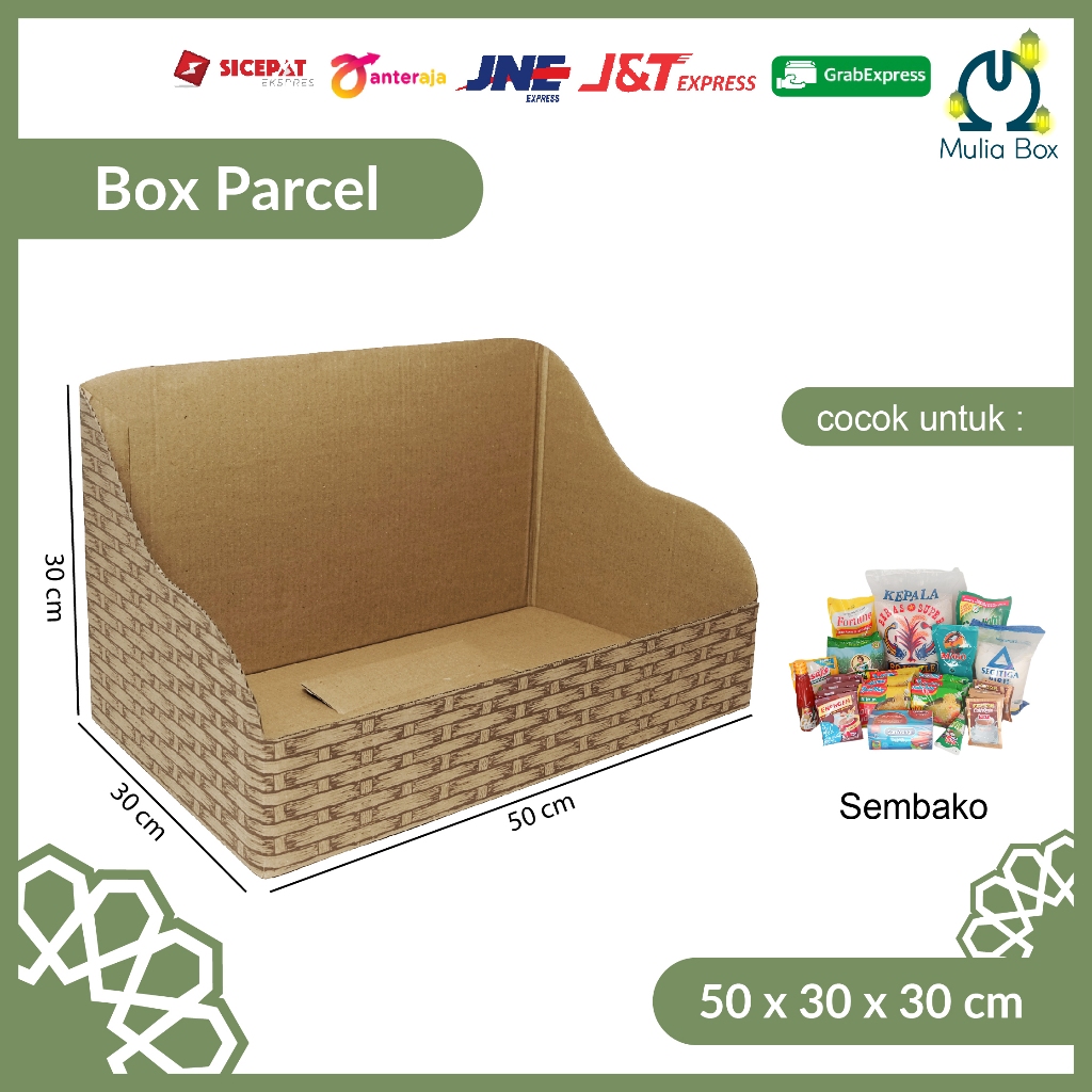 

Kardus Lebaran Idul Fitri BinBox 50 x 30 x 30 cm Keranjang (ISI 5PCS) / Dus Keranjang Parcel Sembako Hampers Toples Kue Kering Kado Corrugated Box