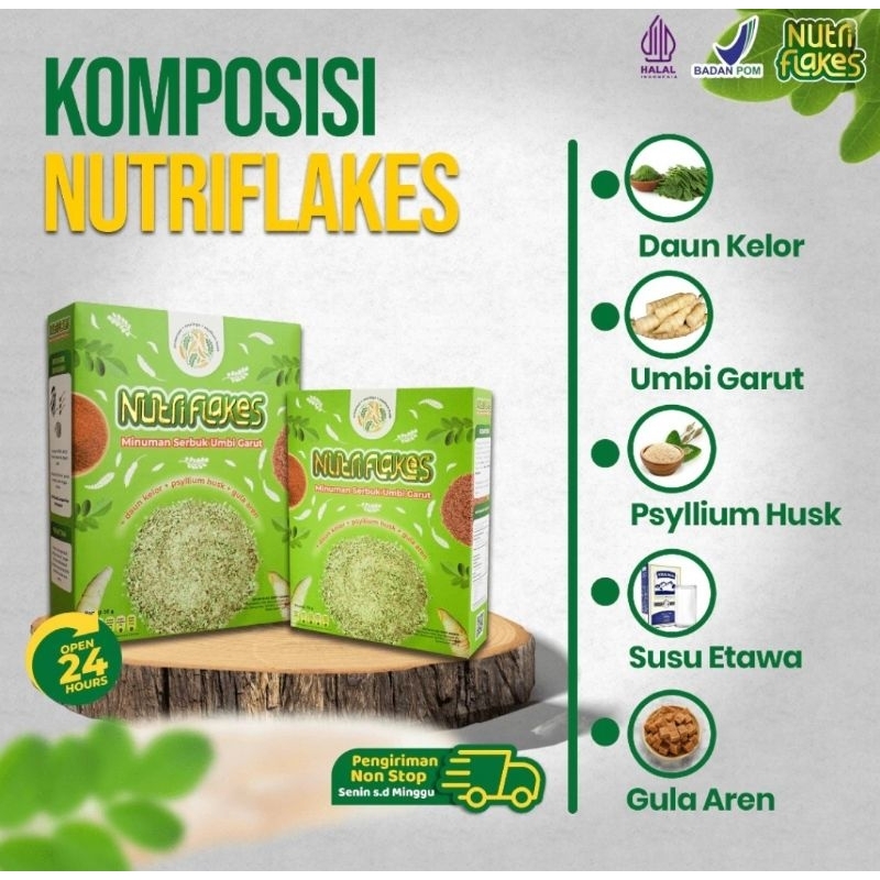 

Paket 2 Box Nutriflakes : Nutrisi Alami Dari Umbi Garut untuk Kesehatan Lambung Isi 200 Gram