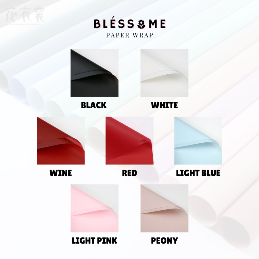 

(5 LEMBAR) Flower Wrapping Paper Polos Solid Pastel Matte / Full Color Kertas Buket Bunga Florist Cellophane Pembungkus Kertas Hand Bouquet