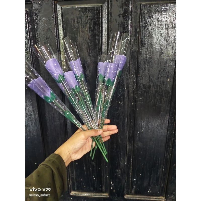 Bunga Flanel Satuan/Single Rose/Bunga Flanel Ungu Muda/Bunga/Bunga Satuan