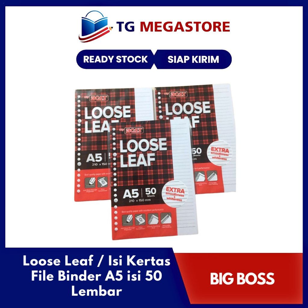

Loose Leaf / Isi Kertas File Binder BIG BOSS A5 isi 50 Lembar