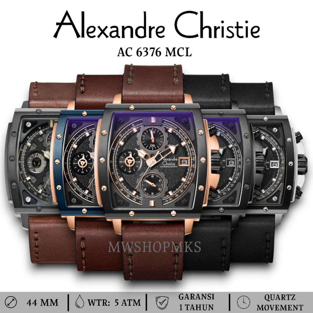 Jam Pria Alexandre Christie AC6376 AC 6376 Leather Strap Original Garansi Resmi Alexander Christie