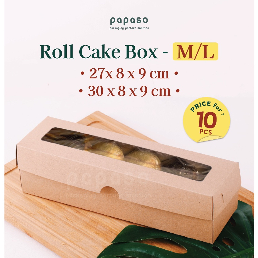 

Box Kue / Box Roll Cake / Kotak Roll Cake (RCB) Kraft Full Laminating 1 Sisi (Min.Order 1pack/10pcs)