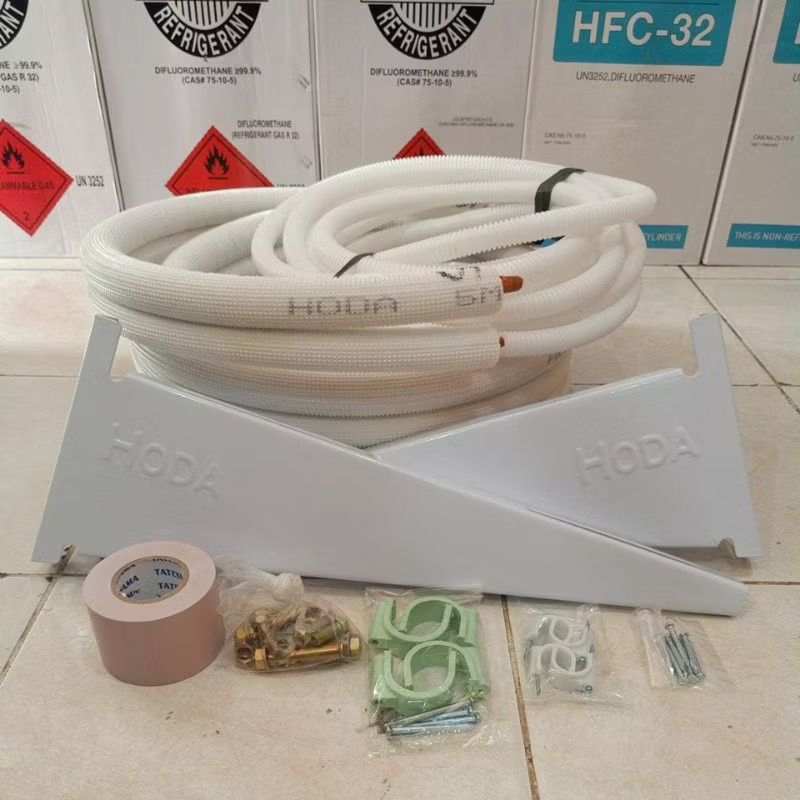 paket pipa hoda 5 meter tanpa kabel(link khusus)uk.1/4+3/8 untuk AC 1/2 pk - 1 pk