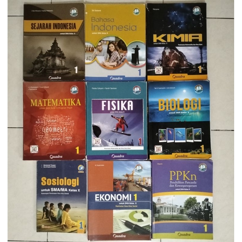 Buku Paket Kelas 10/X SMA (Sejarah, B.Indo, Kimia, Mat, Fisika, Biologi, Sosiologi, Ekonomi, PPKn) Q