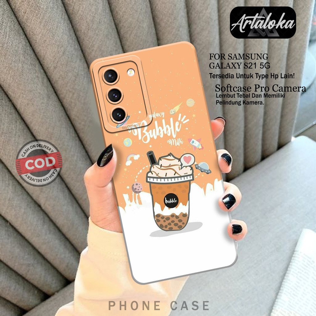 Case Hp Samsung Galaxy S21 5G Fashion Case Boba Case Samsung Galaxy S21 5G Silikon TPU Pro Camera Ca