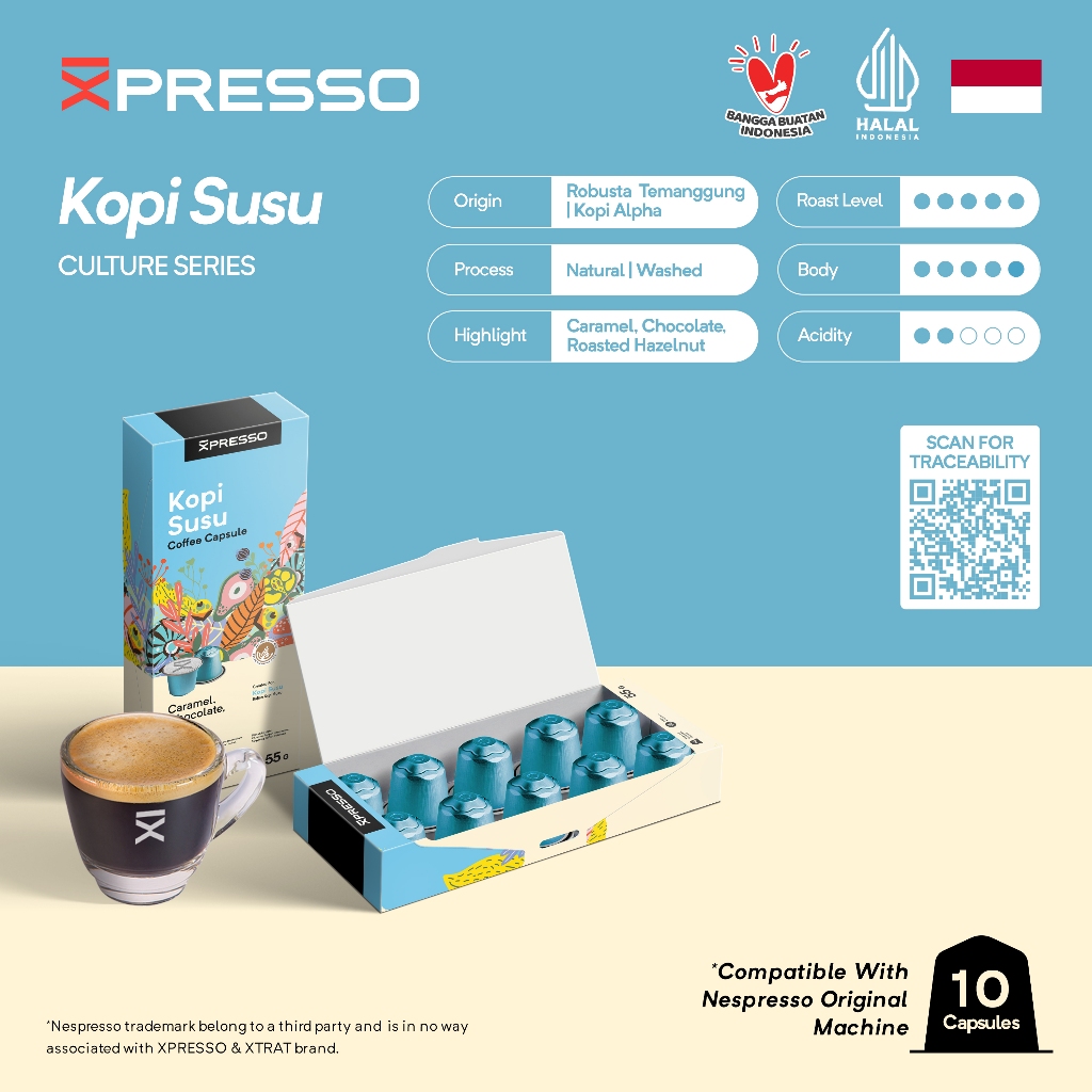 

ASLII XPRESSO Kopi Kapsul - Kopi Susu - Nespresso Coffee Capsules Compatible