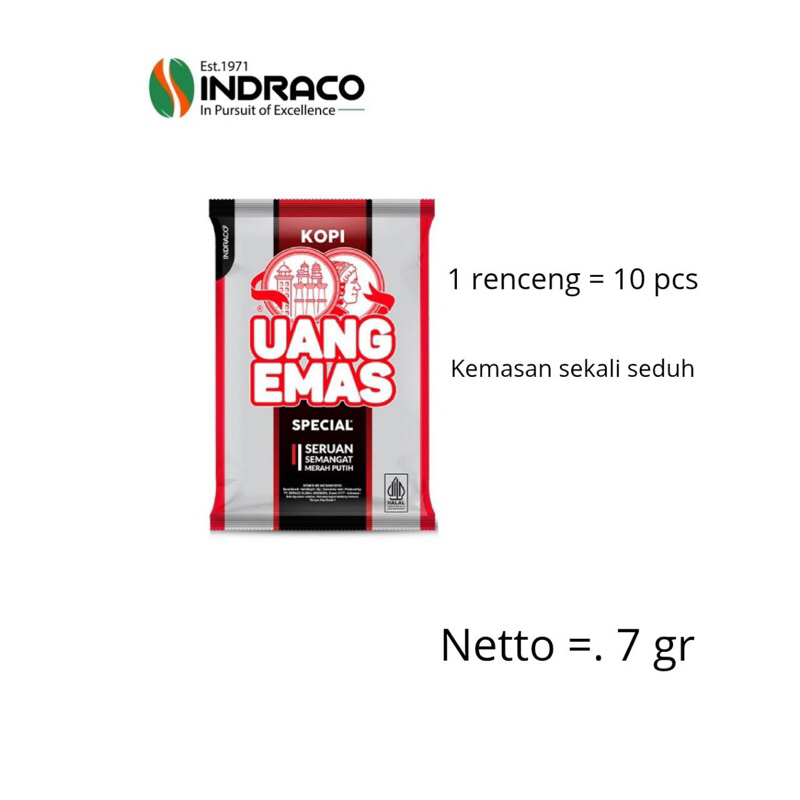 

Kopi Uang Emas kemasan 7gr ( 1 rtg isi 10 pcs@ 7gr ) sekali seduh