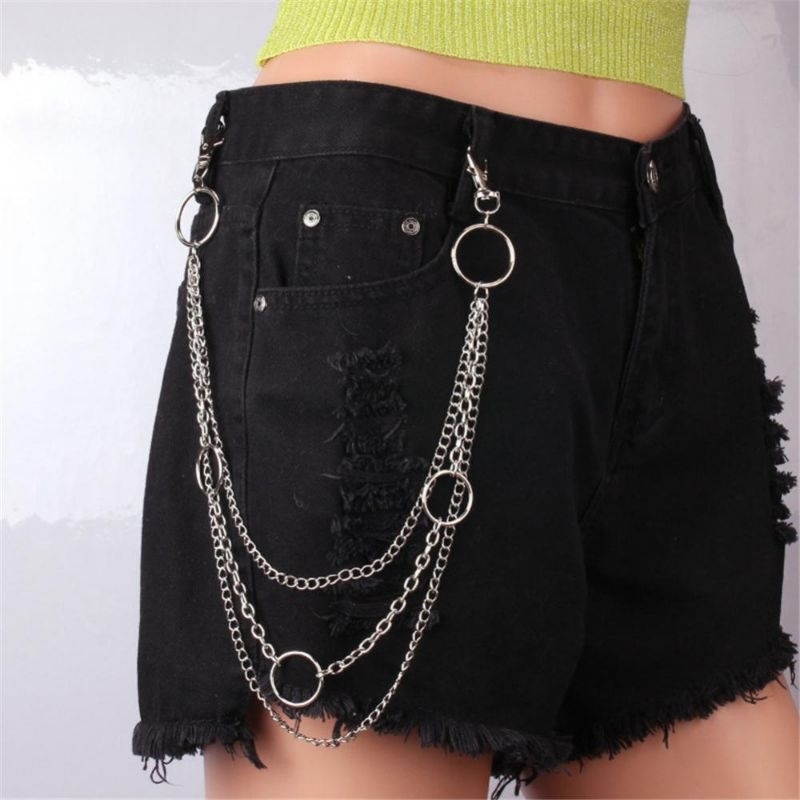 Rantai dengan ring O acc untuk rok/celana harajuku punk ukuran 40-60cm