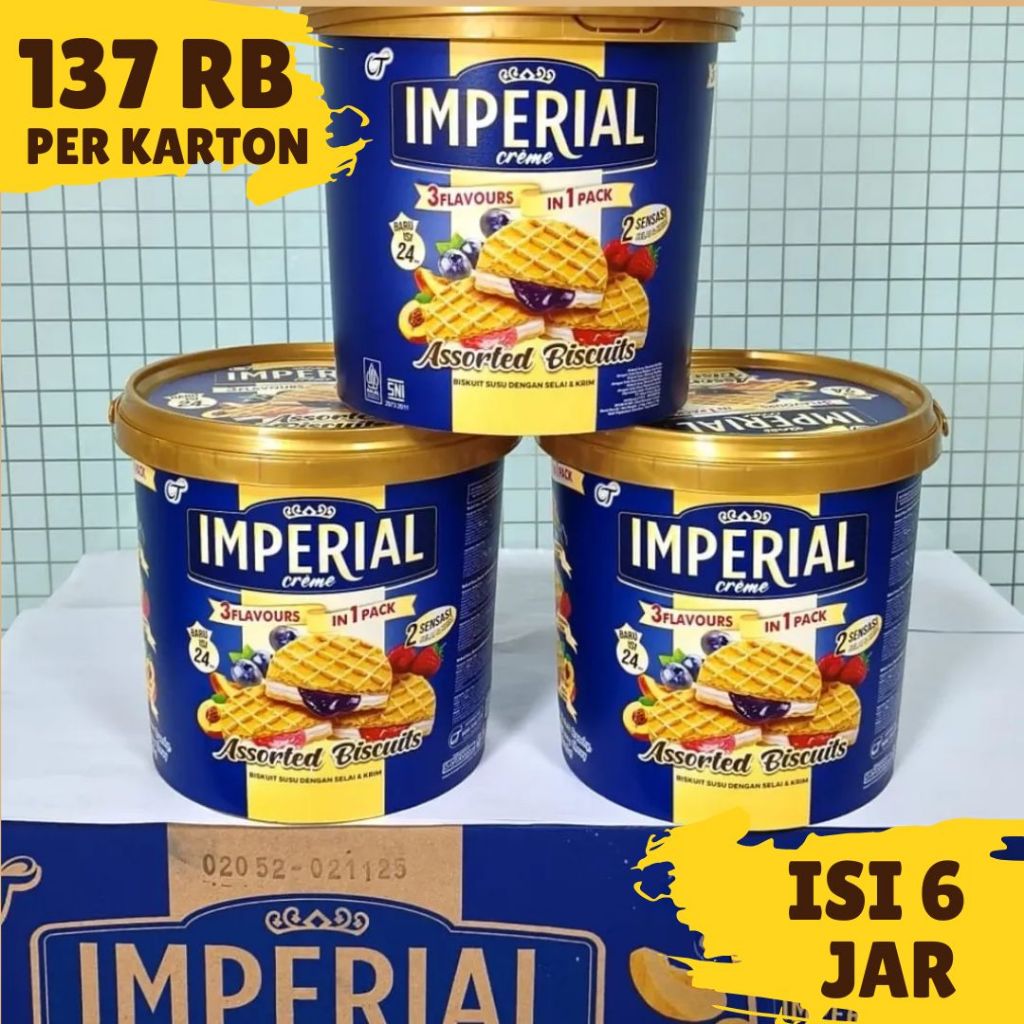 

IMPERIAL BISKUIT CREAM JAR ISI 6 PER KARTON SNACK HANTARAN LEBARAN