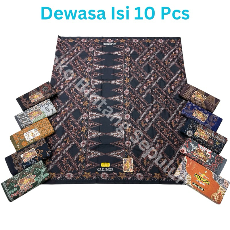 Sarung Dewasa Wadimor Isi 10 Biji / Pcs Motif Jawa Batik , Manik - Manik , Tiga Dara / 3 Dara , Jari