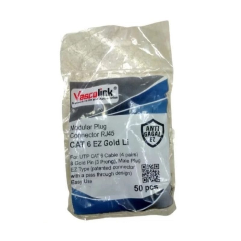 Konektor RJ45 UTP Cat6 lubang, ANTI GAGAL