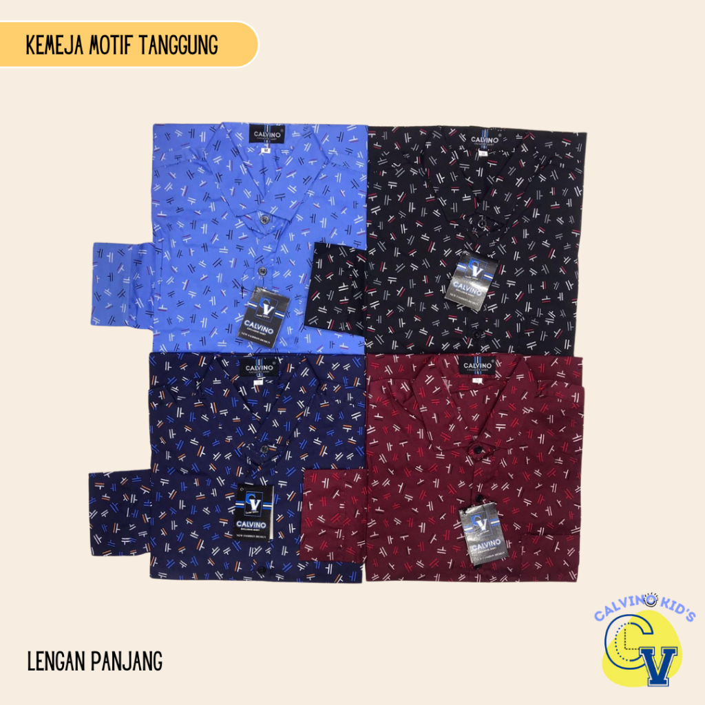 Baju Kemeja Anak Tanggung Remaja Laki-laki CALVINO usia 12-15 tahun ABG Cowok Katun Sretch Lengan Pa