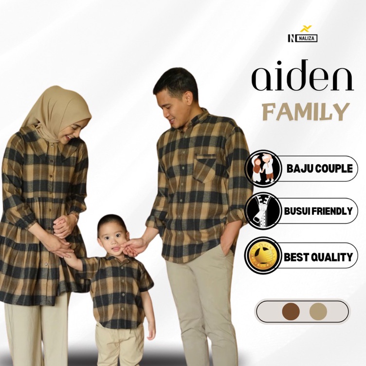 KODE B22I Naliza  Aiden Family Couple Flanel Tunik Dan Kemeja  Baju Couple Keluarga