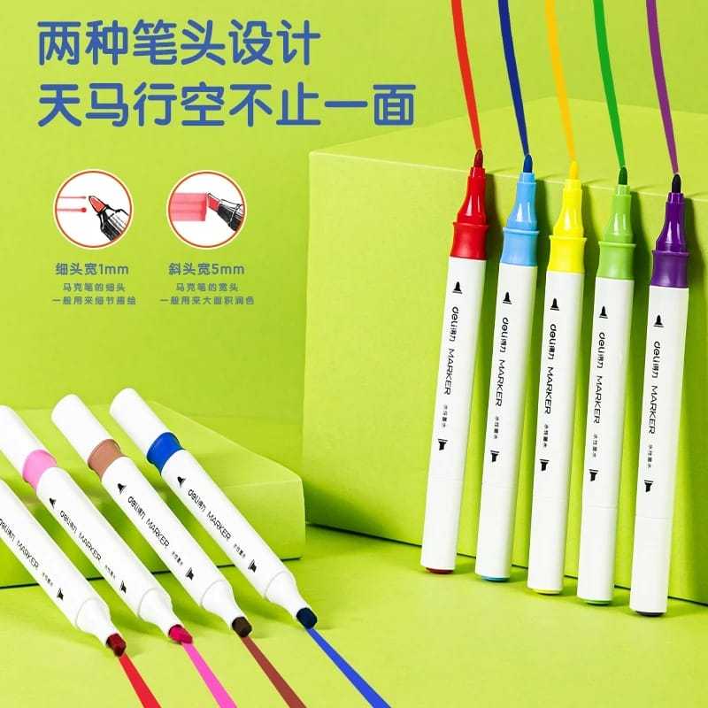 

D3W! Deli HM102-12 Sketch Marker / Spidol Warna 2 Tip 12 warna