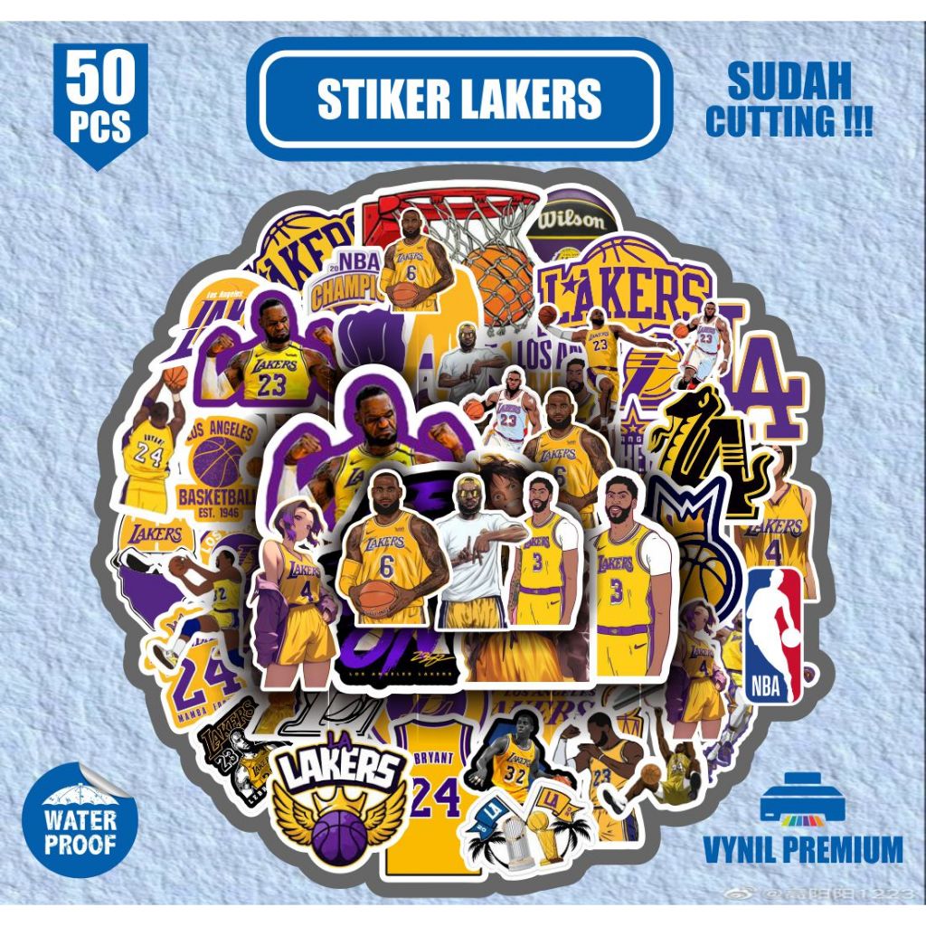 

Stiker pack 50pcs stiker lakers basketball sudah terpotong tinggal tempel waterproof