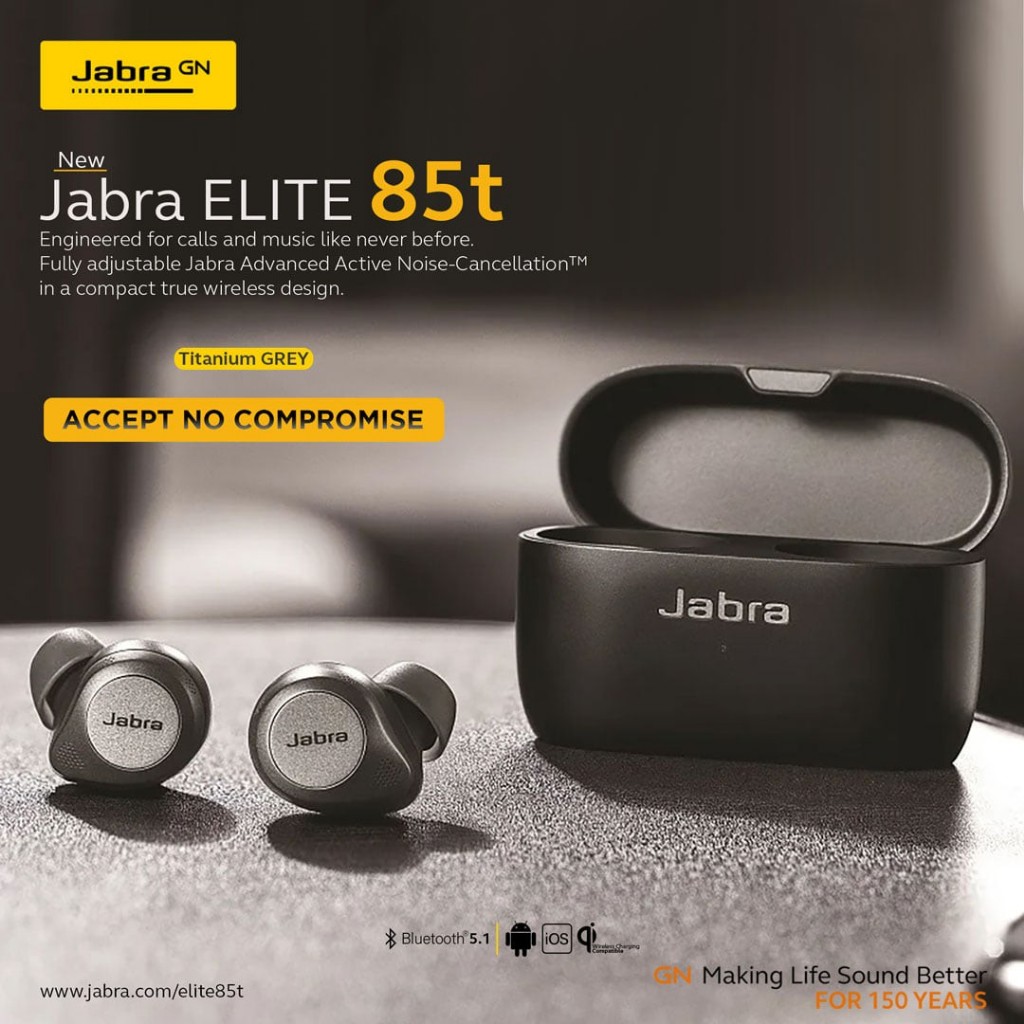 [100% ОRl]Jabra Elite 85t Advanced Noise Cancelling Earbuds with Charging Case Jabra Bluetooth Heads