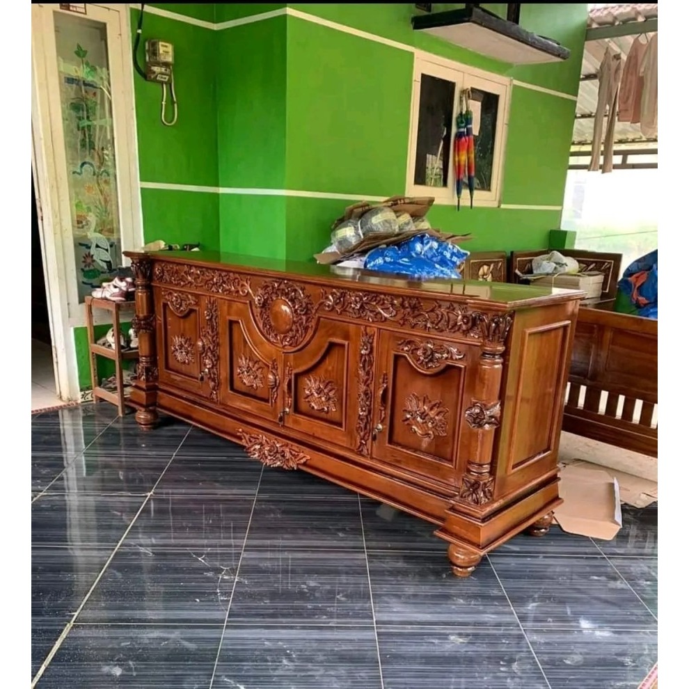 buffet tv salina kayu jati finishing