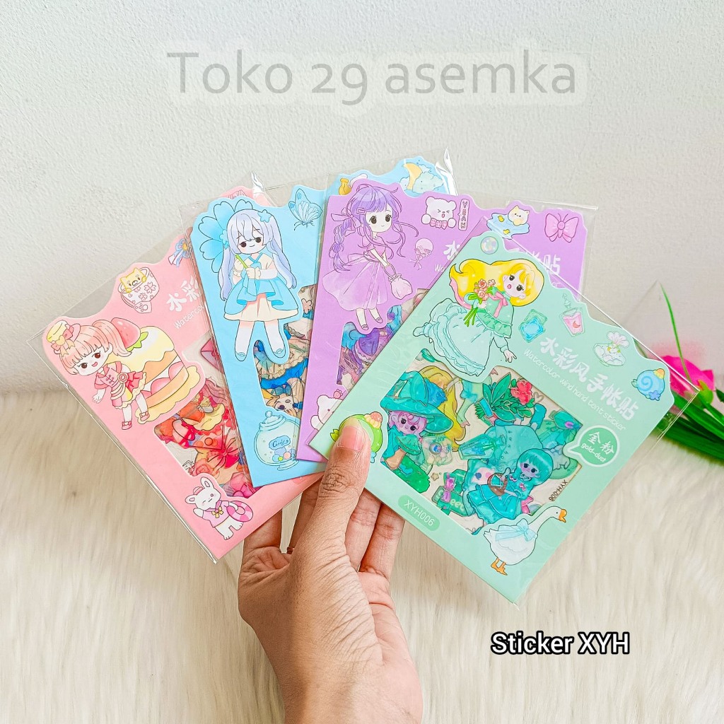 

Sticker Motif Karakter Cewek Gold-Dust Kode XYH30 Daily Manual Cute Pattern Decorative Tape Stiker
