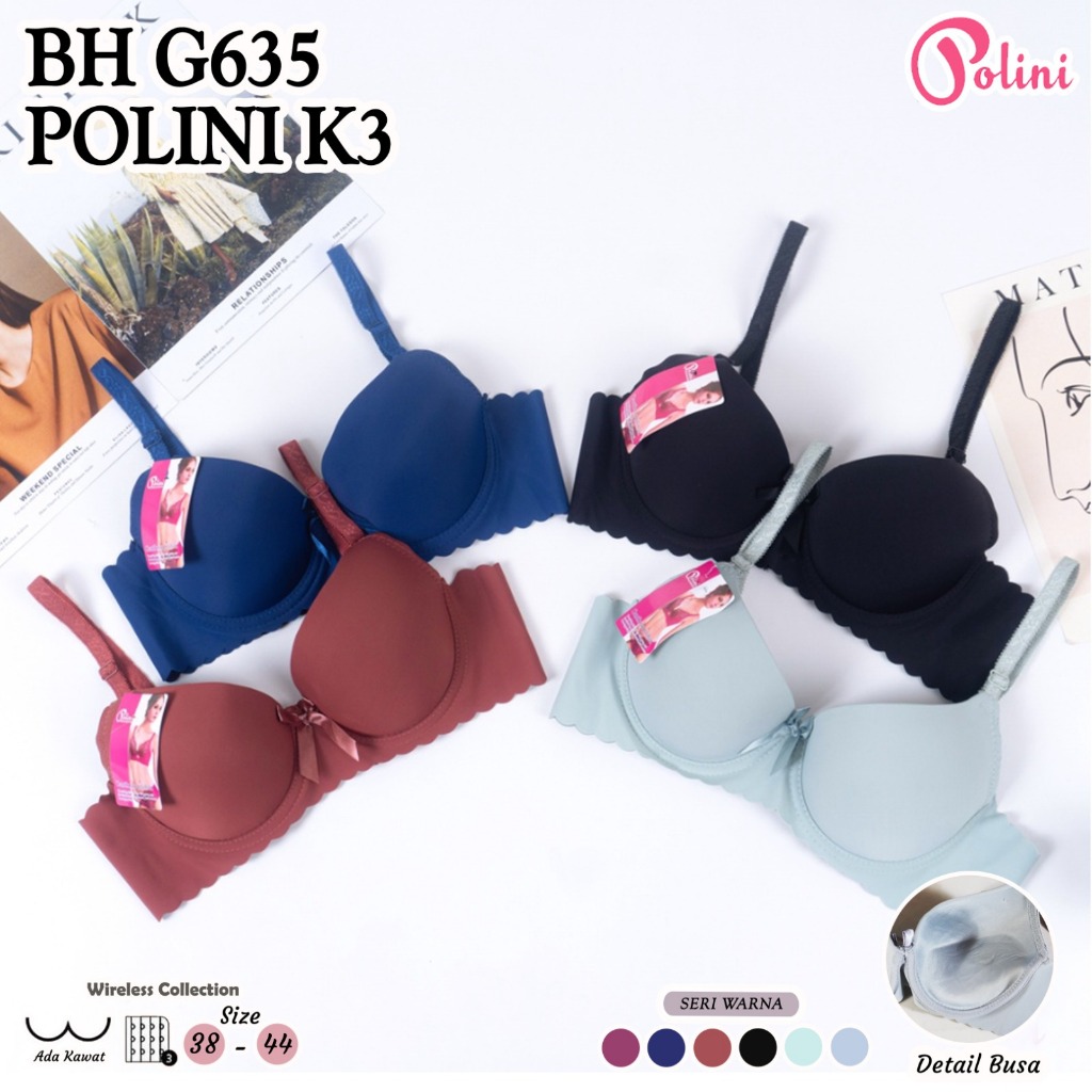 (PAKET 3PCS) BRA WANITA POLINI SEAMLESS TANPA JAHITAN KAWAT KAIT TIGA BH POLINI IMPORT HIGH QUALITY