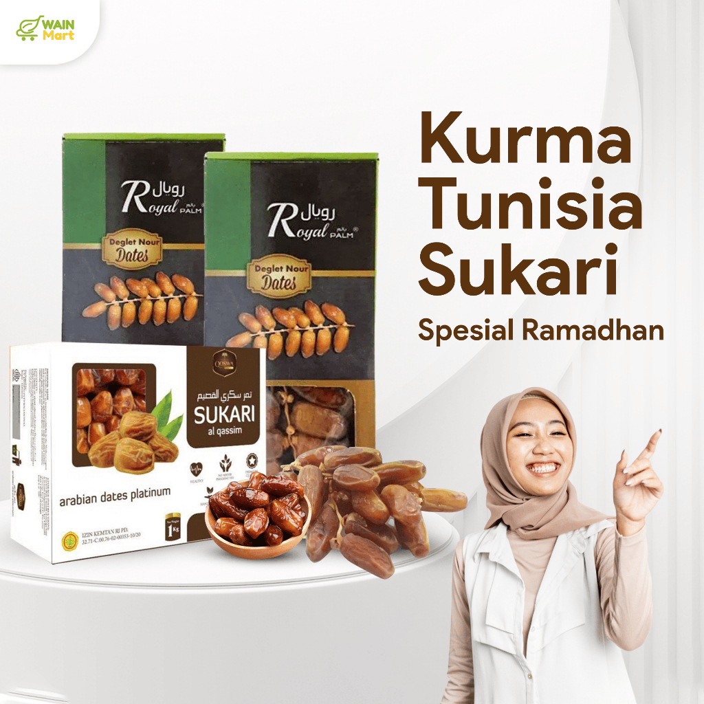 

Wainmart Kurma Sukari Qoswa Kurma Tunisia Tangkai Royal Palm Dates Kurma Ajwa Kurma Basah