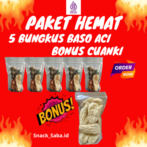 

Paket Murah Baso Aci 5 bungkus, bonus gratis Cuanki lidah