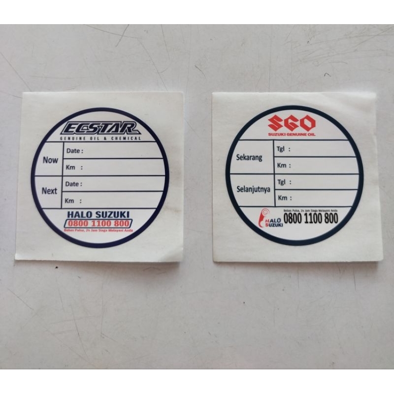 Isi 100 biji  Kartu Stiker Ganti Oli SGO /ECSTAR MURAH, KILOMETER , Stiker Pengingat Ganti Oli Mobil