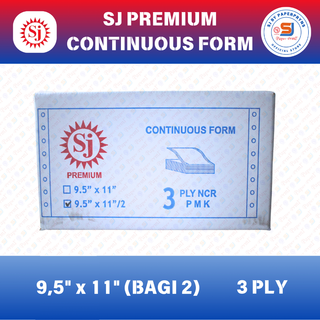 

SJ PREMIUM Continuous Form 9,5" × 11/2" (BAGI 2) - 3 PLY - NCR Sheets