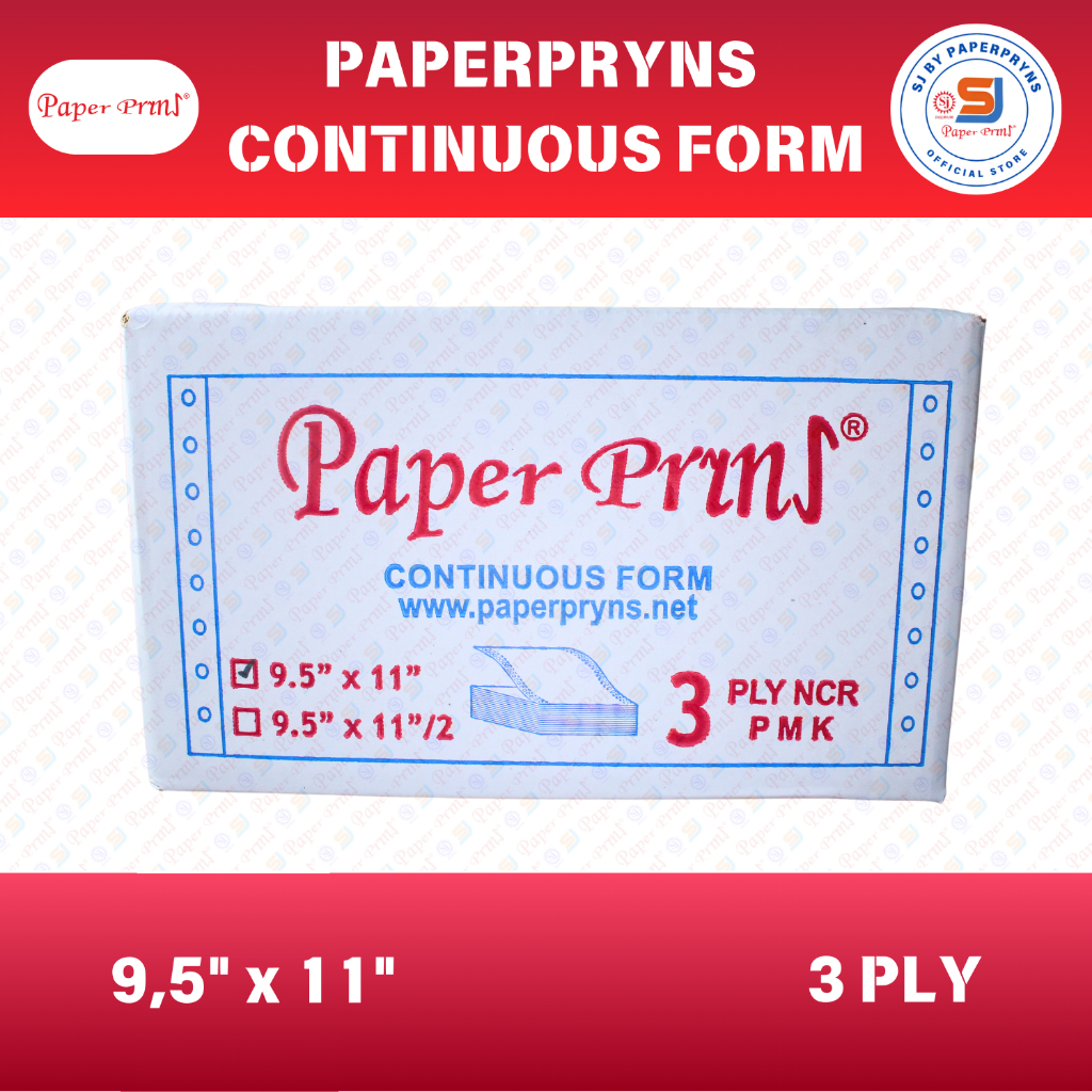 

PAPERPRYNS Continuous Form 9,5" × 11" (3 PLY) NCR Sheets