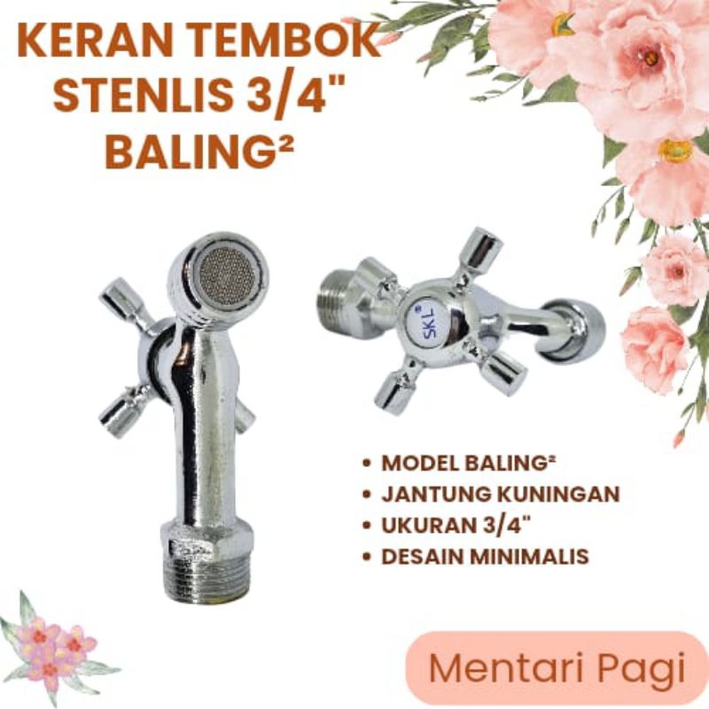 Kran tembok stainless/kran air stainless 3/4" SKL baling baling