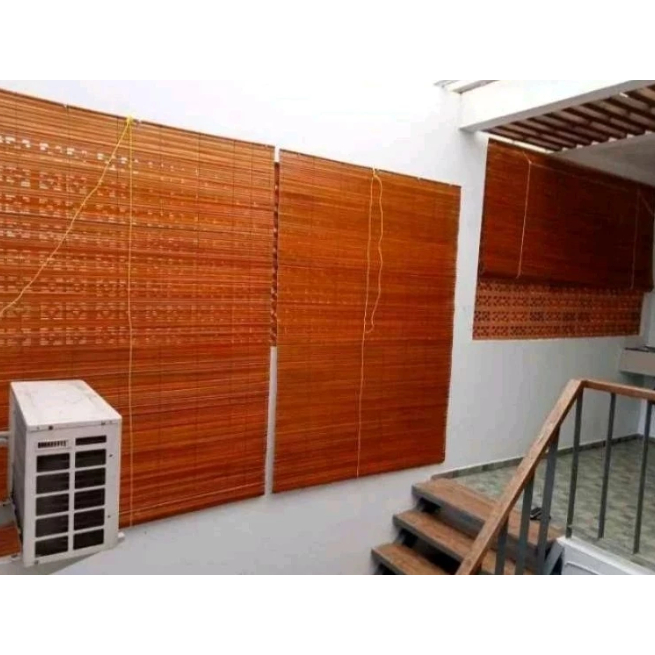 krey bambu krey sawit outdoor ukuran 2x2 meter + tali kerekan