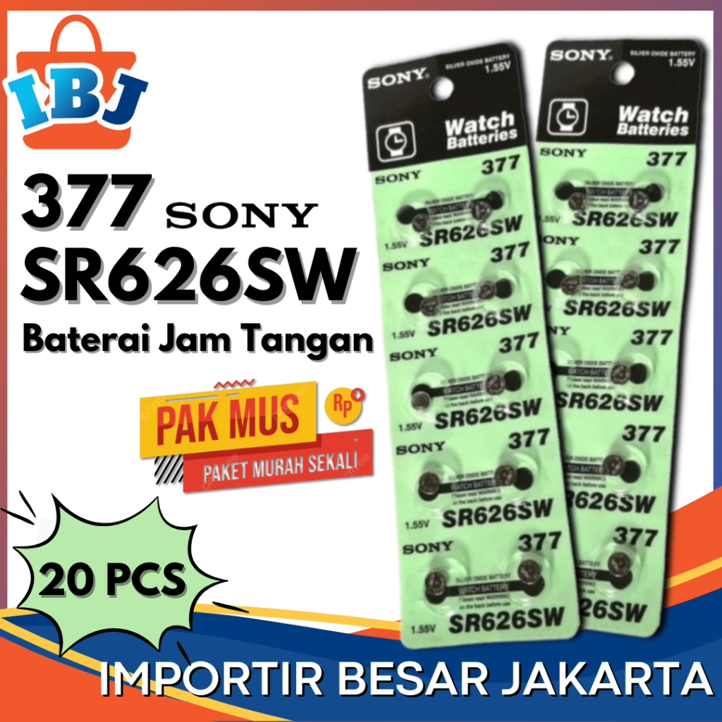 Baterai SR626SW Sony Murah PER 2 LEMBAR Batre Jam tangan 377 SR626 Batre Sony 626 SR626 SR626SW 2 St