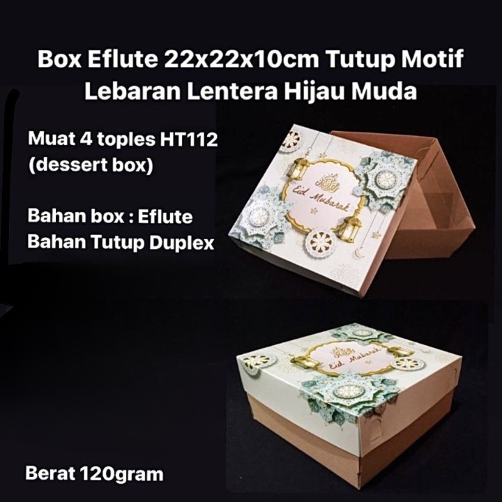 

Dus Eid Mubarak 22x22x10 Box Motif Lebaran Hijau Muda