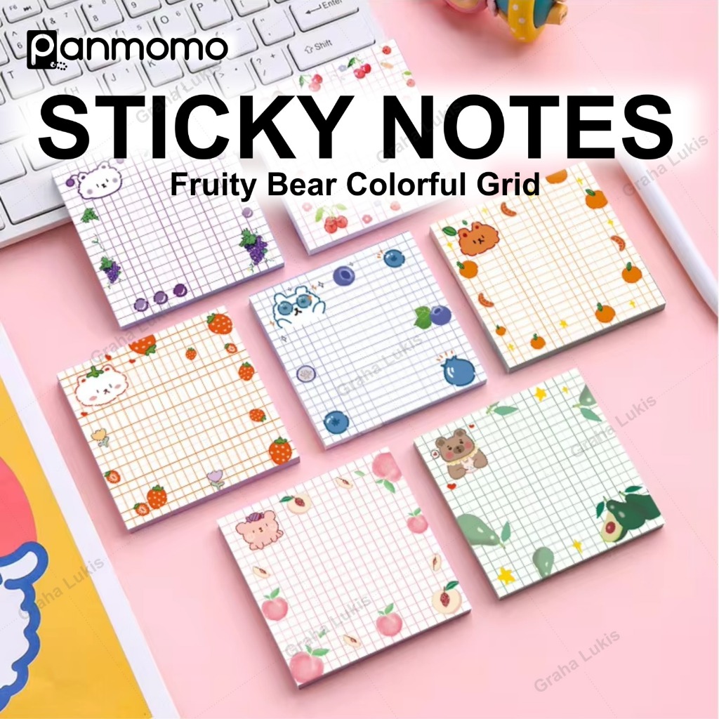 

Panmomo Fruity Bear Colorful Grid Sticky Notes