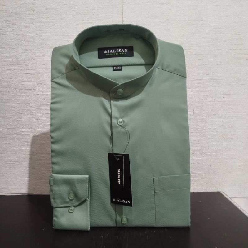 Lengan Panjang Slimfit ALISAN Dobby Koko Sage Krah Shanghai