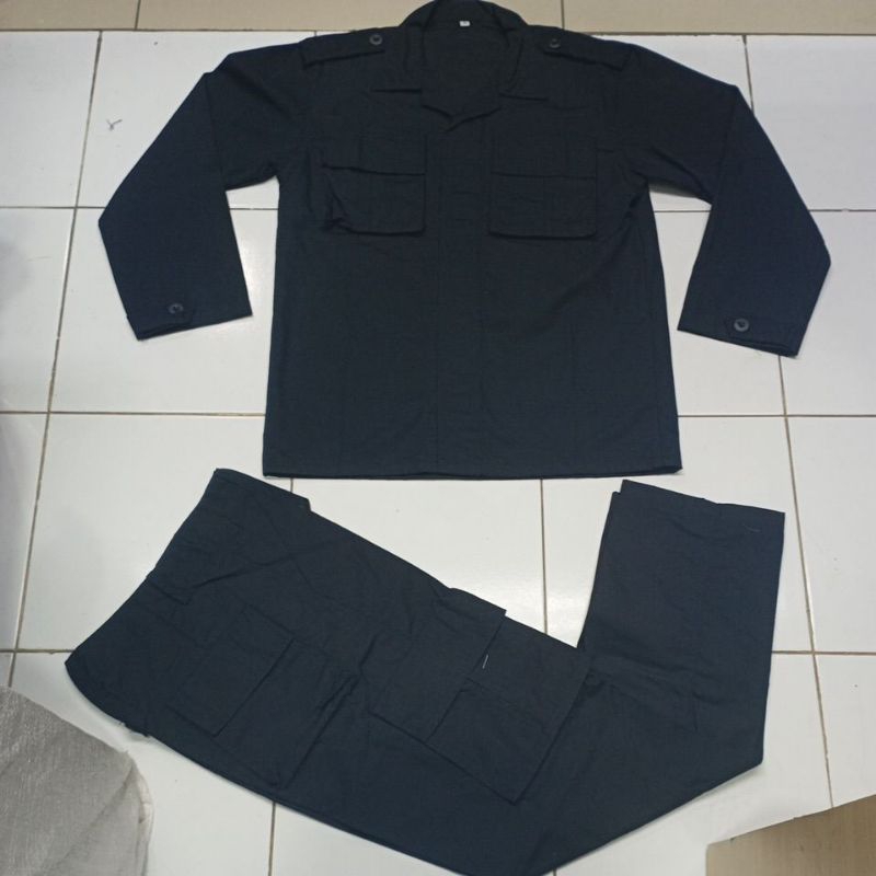 baju pdl hitam stelan bahan ripstok tebal sritex