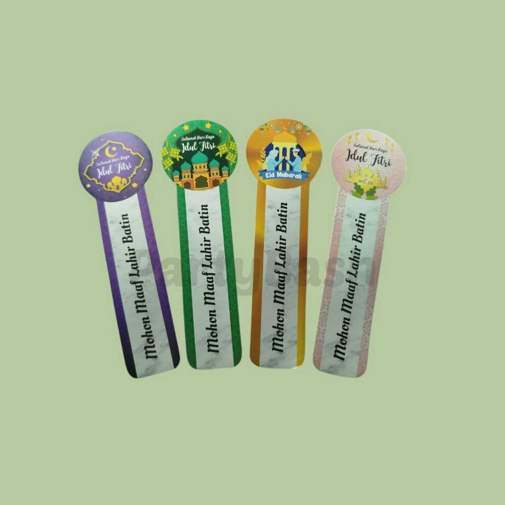 

party bash / stiker segel bulat ujung untuk toples lebaran diameter bulat ujung 5 cm panjang 16 cm / eid mubarak / idul fitri