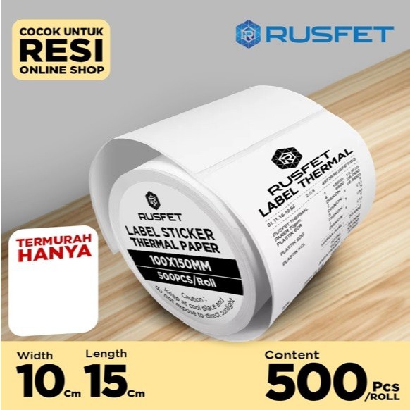 

H7Y Rusfet Label Barcode 100 x 150 Kertas Sticker Thermal 100x150 mm Label Resi