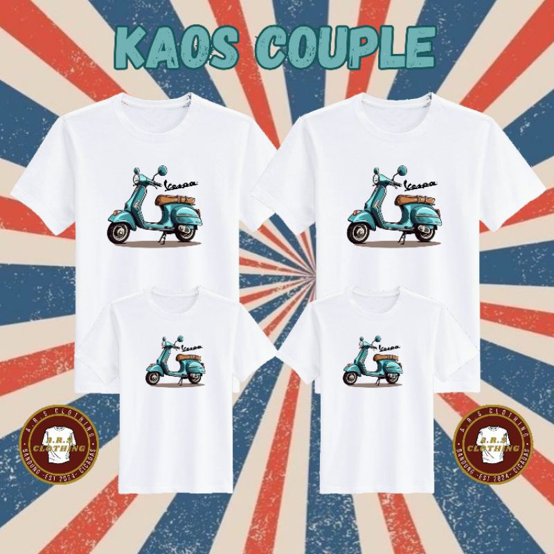 KAOS COUPLE KELUARGA - BAJU VESPA COUPLE - MOTIF VESPA MATIC